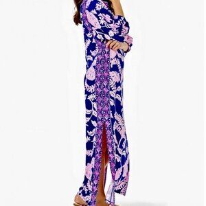 Lilly Pulitzer Silva Maxi Dress What The Shell Galazy Blue $228 Size 4 EEUC